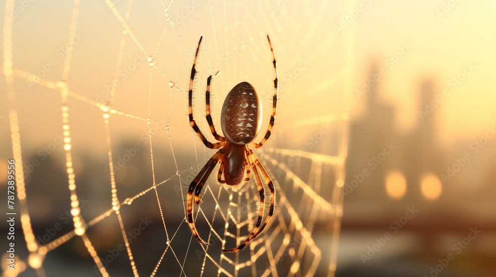 spider on the web - obrazy, fototapety, plakaty 