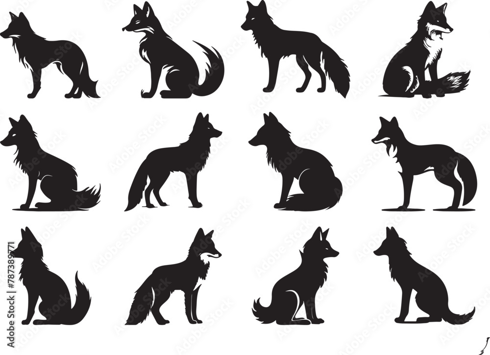 Fototapeta premium Fox Silhouette Vector Illustration