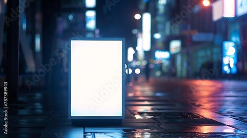 Wallpaper Mural Blank city format LightPoster CityLight banner pylon on the sidewalk mockup Billboard in the city center mock up Blurred background focus on foreground copy space : Generative AI Torontodigital.ca