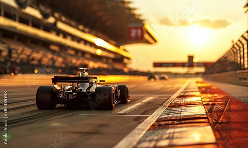 Sport racing car fast driving to achieve the champion dreame , motion blur and lighting effect apply . 3D rendering and mixed media composition. AI generated illustration