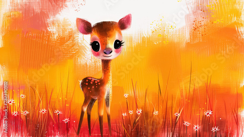 Digital art - Painting of a cute young deer photo
