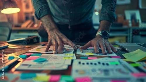 Man Organizing Documents at Desk