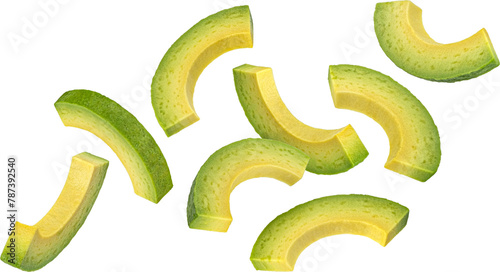 Avocado slices isolated on white background with clipping path photo