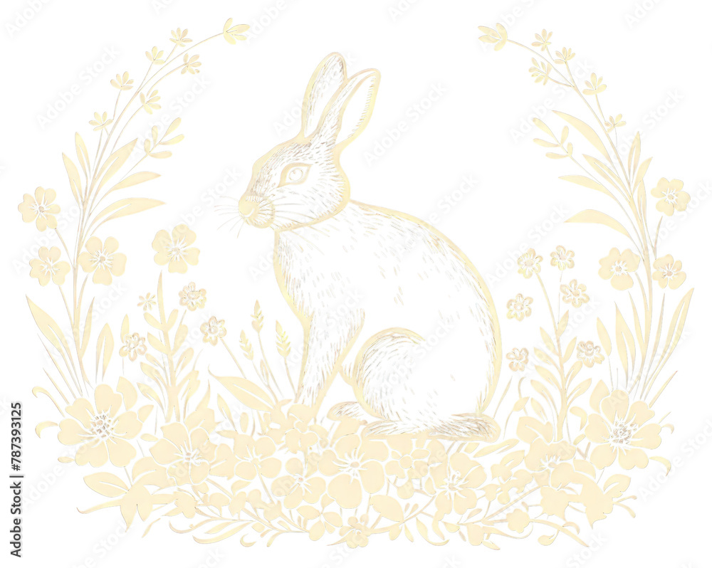 PNG Simple rabbit in flowers circle pattern animal rodent. PNG Simple rabbit in flowers circle pattern animal rodent.