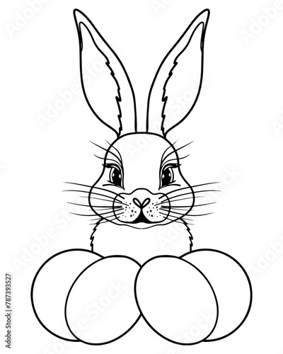 Easter coloring page with bunny and eggs