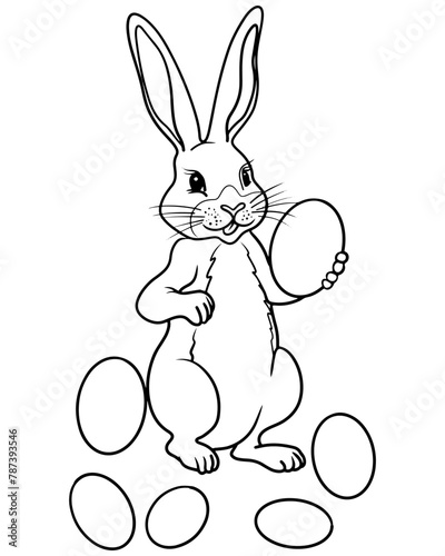 Easter coloring page with bunny and eggs