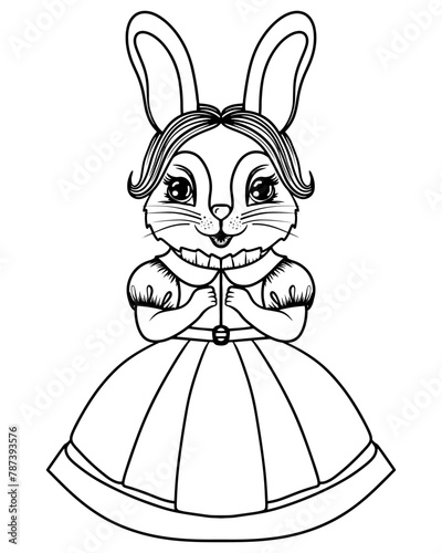 Easter coloring page with bunny and eggs