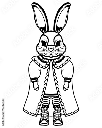 Easter coloring page with bunny and eggs