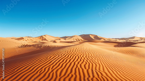 Sandy Desert Sand Dunes Under a clear blue sky