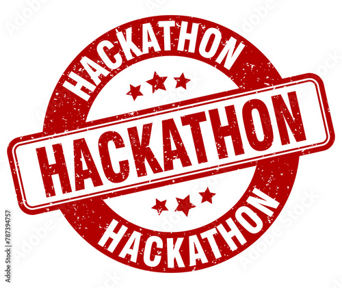 hackathon stamp. hackathon label. round grunge sign