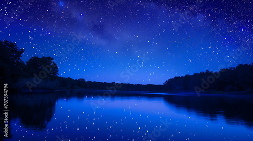 Starry Night Sky Over a Calm Lake