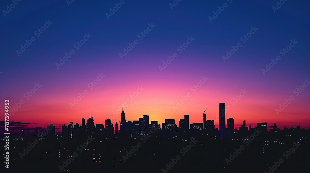 Urban Skyline Sunset Silhouette