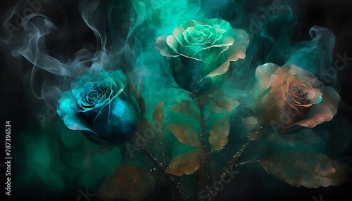 Whispers of Fantasy: Ethereal Blooms Amidst Mystical Smokes