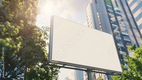 Billboard canvas mockup in city background Blank billboard ready for new advertisement : Generative AI