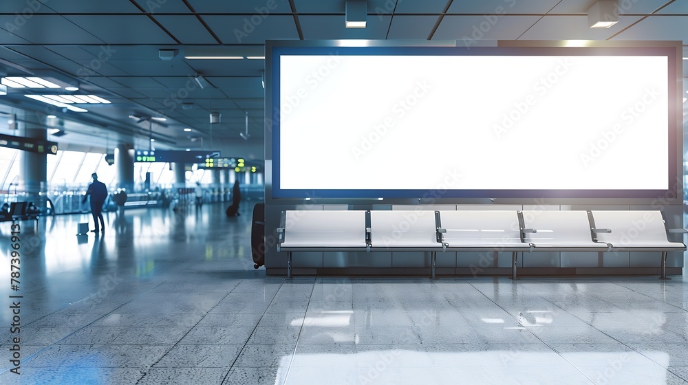 Blank Billboard in airport Mock up large horizontal billboard : Generative AI Blank Billboard in airport Mock up large horizontal billboard : Generative AI