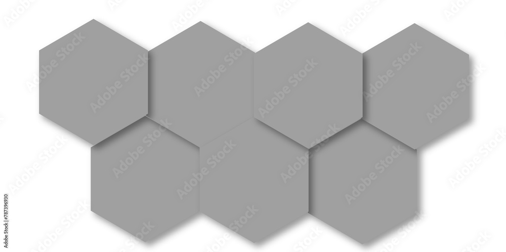 Abstract gray hexagon and hexagonal lines on white background. abstract 3d hexagonal background with shadow. Vector illustration. Hexagonal honeycomb pattern background with space for text.