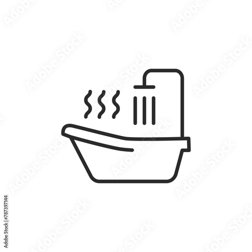 Sauna bath icon. This minimalist design signifies the traditional steam sauna experience, often used to represent relaxation, detoxification, and wellness facilities. Vector illustration.
