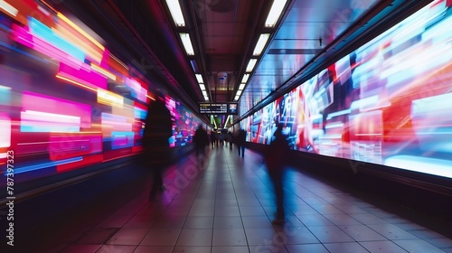 advertisement billboards electronic displays in a subway station in New York City : Generative AI