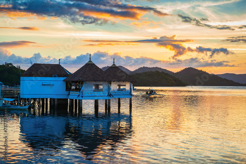 Coron town seacost at sunset, Busuanga