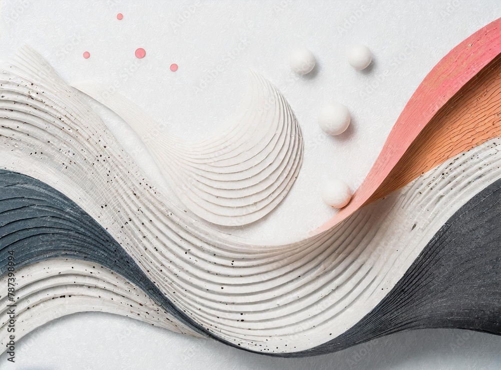 Obraz premium 3d rendered wavy white shapes template