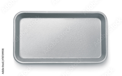 Top view of empty metal tray