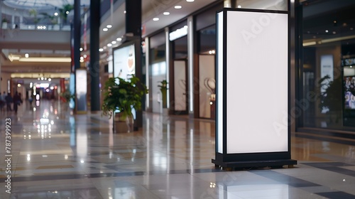 Blank advertisement mock up at a modern shopping mall : Generative AI