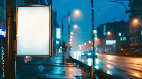 Business and advertisement Advertising digital billboard on street with white screen Copy space Mock up Concept of shopping and marketing : Generative AI