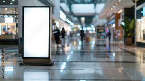 Mock up Blank billboard advertising stand in modern shopping mall : Generative AI