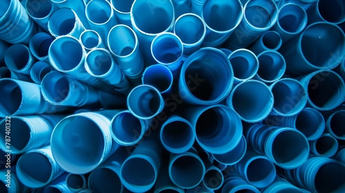 A Cluster of Blue Plastic Pipes