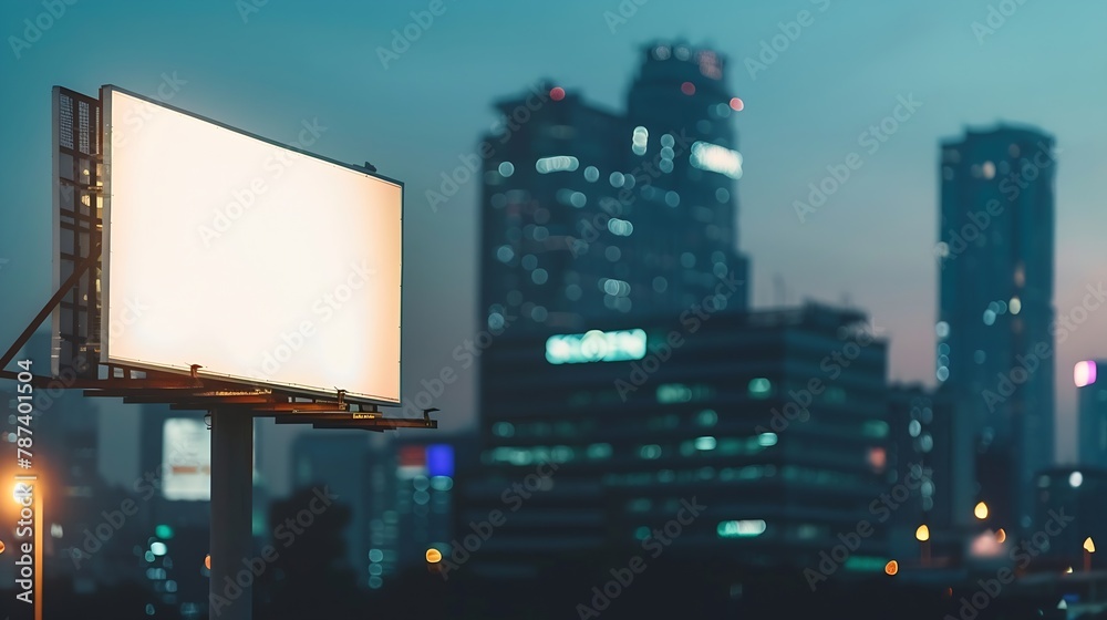 Billboard canvas mock up in city background : Generative AI