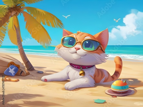 cat on the beach © Shyamal