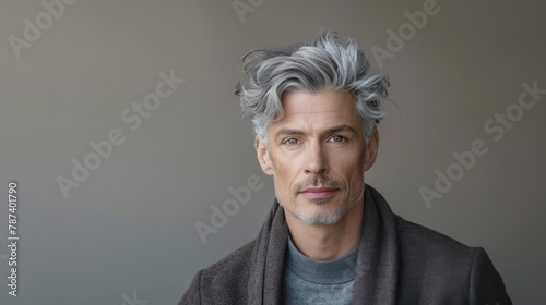 Sophisticated Mature Man with Silver Hair and Stylish Attire