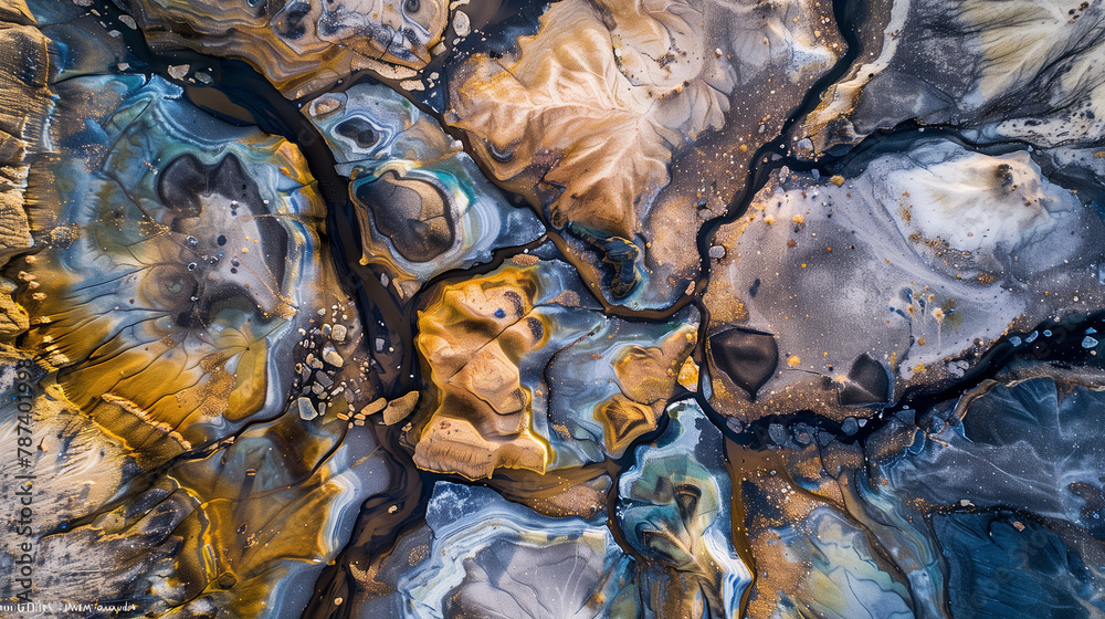 Capturing the mesmerizing beauty of abstract aerial landscapes, photos reveal natural formations and vibrant colors, evoking wonder.