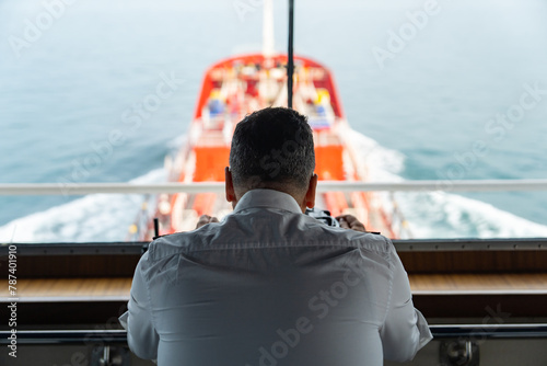 Tanker Ship Captain and Pilothouse Photo, Istanbul Turkiye (Turkey)