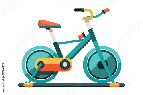 Colorful Flat Design Stationary Exercise Bike Vector Illustration for Fitness and Workout