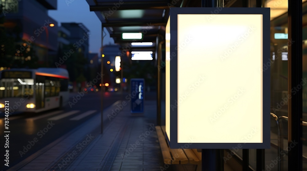 Mock up of light box on the bus stop : Generative AI