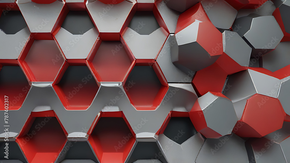 A grey and red hexagons modern style background illustration, copyspace, space A grey and red hexagons modern style background illustration, copyspace, space