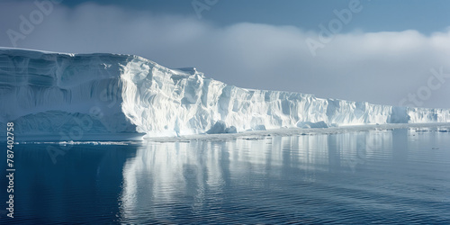Antarctic coast, the edge of the ice shelf breaks into the cold ocean © Evgeny
