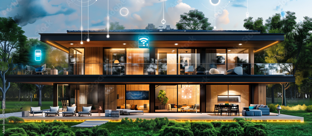 design modern smart home concept banner background