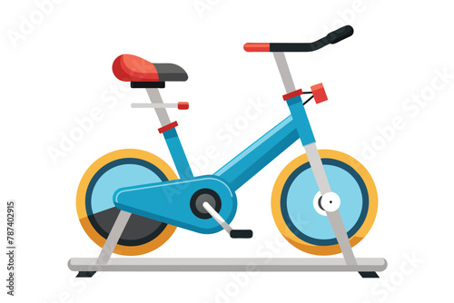 Stationary Exercise Bike Isolated. Indoor Cycling Fitness Equipment Illustration.