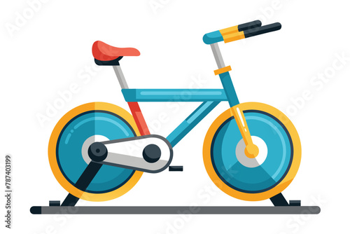 Stationary Exercise Bike Flat Design Vector Illustration