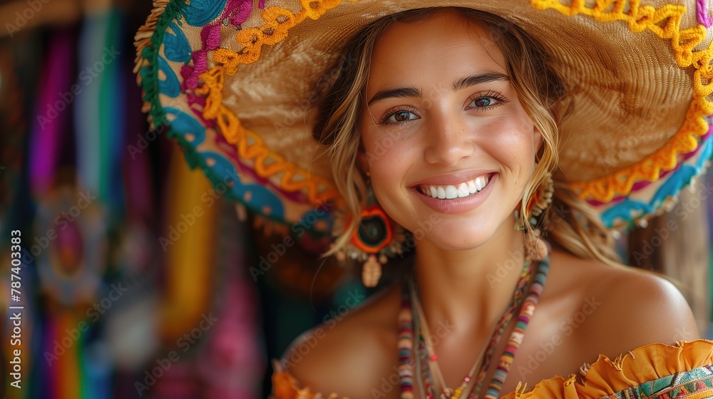 Portrait of Mexican Woman in Cinco de Mayo