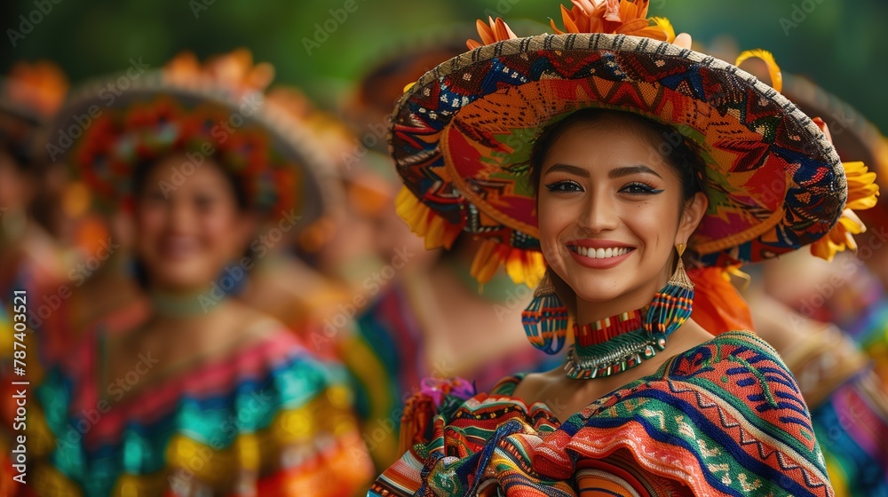 Fototapeta premium Portrait of Mexican Woman in Cinco de Mayo