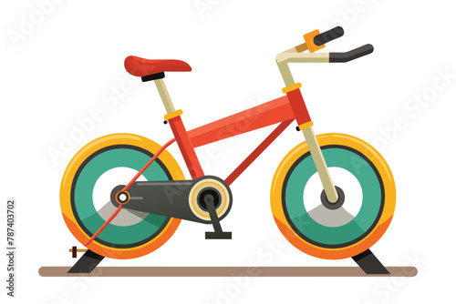 Red Stationary Exercise Bike Illustration for Fitness and Workout