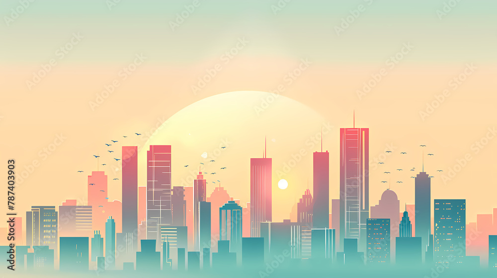 Fototapeta premium Geometric city background with a beautiful skyline