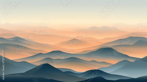 Serene Sunrise Over Layered Mountain Landscape #787404121