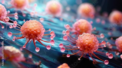 3D medical background with abstract virus cells. Microbiology and virology concept photo