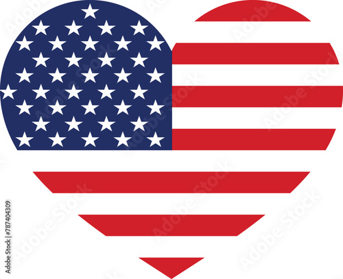 USA heart flag . USA love symbol . American flag in heart . USA flag . Vector illustration 