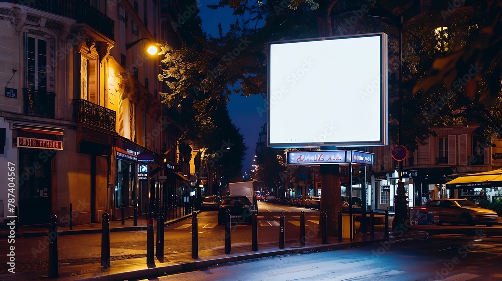 Blank outdoor billboard in France Mockup template for designers with clipping path : Generative AI Blank outdoor billboard in France Mockup template for designers with clipping path : Generative AI