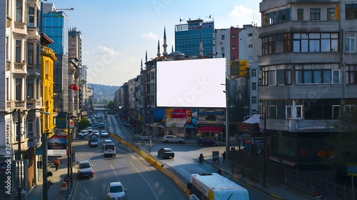 Clear Mockups Big Billboard Area  Istanbul City : Generative AI photo